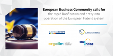 European business community calls for the rapid ratification and entry into operation of the European Patent system